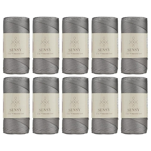 10 Skeins of Sensy Premium 2mm 251 Yards Polyester Rope 100% Polypropylene Cord Macrame Cord 2mm Crochet Bag Cord Macrame Rope Crochet Thread Gift for Knitter (Grey) Gray