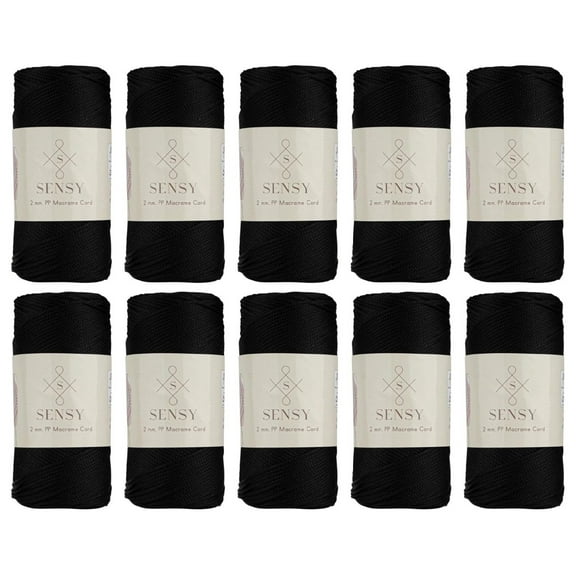 10 Skeins of Sensy Premium 2mm 251 Yards Polyester Rope 100% Polypropylene Cord Macrame Cord 2mm Crochet Bag Cord Macrame Rope Crochet Thread Gift for Knitter (Black)