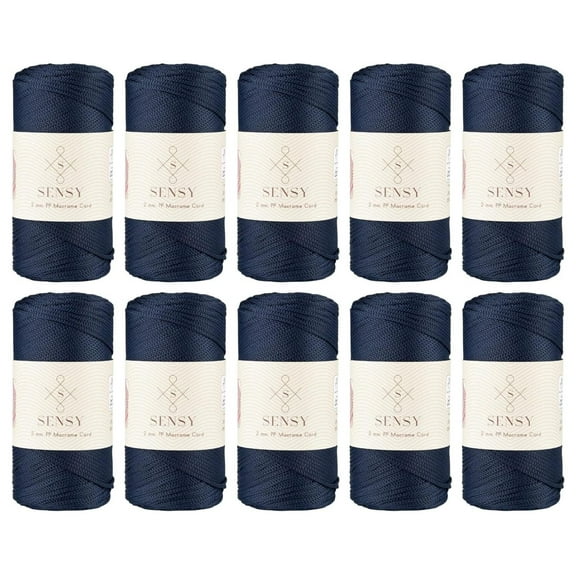 10 Skeins of Sensy Premium 2mm 251 Yards Polyester Rope 100% Polypropylene Cord Macrame Cord 2mm Crochet Bag Cord Macrame Rope Crochet Thread Gift for Knitter (Navy Blue)