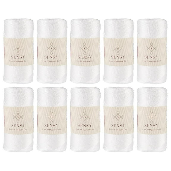 10 Skeins of Sensy Premium 2mm 251 Yards Polyester Rope 100% Polypropylene Cord Macrame Cord 2mm Crochet Bag Cord Macrame Rope Crochet Thread Gift for Knitter (White)