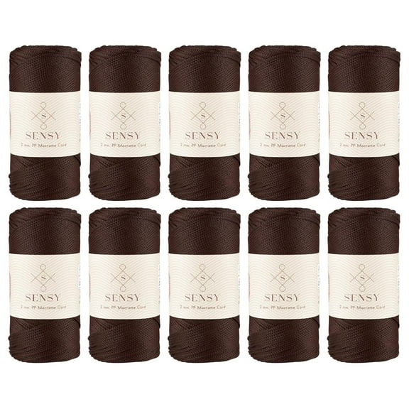 10 Skeins of Sensy Premium 2mm 251 Yards Polyester Rope 100% Polypropylene Cord Macrame Cord 2mm Crochet Bag Cord Macrame Rope Crochet Thread Gift for Knitter (Brown)