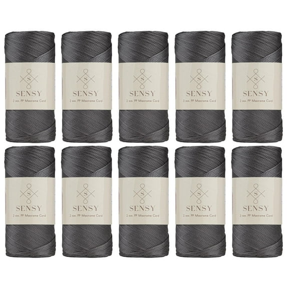10 Skeins of Sensy Premium 2mm 251 Yards Polyester Rope 100% Polypropylene Cord Macrame Cord 2mm Crochet Bag Cord Macrame Rope Crochet Thread Gift for Knitter (Anthracite)