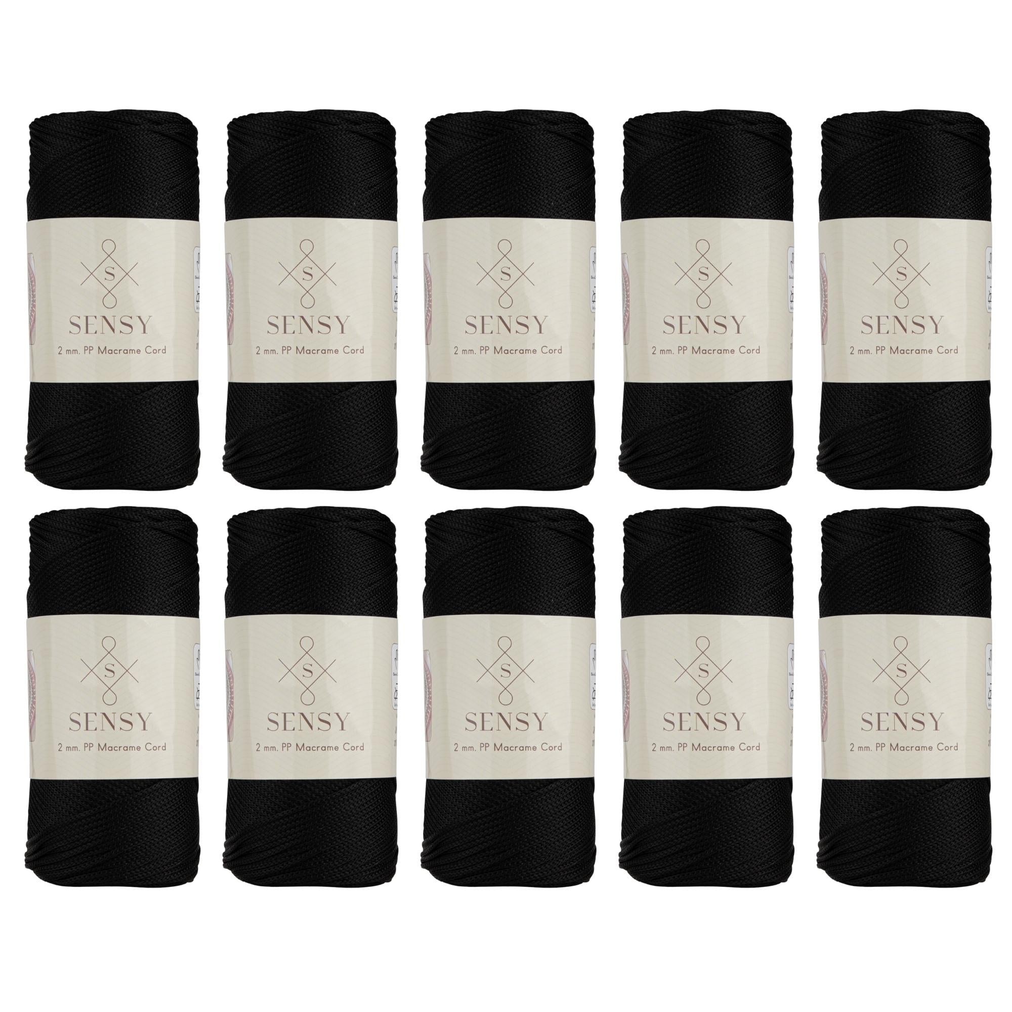 10 Skeins of Sensy Premium 2mm 251 Yards Polyester Rope 100% Polypropylene Cord Macrame Cord 2mm Crochet Bag Cord Macrame Rope Crochet Thread Gift for Knitter (Black)