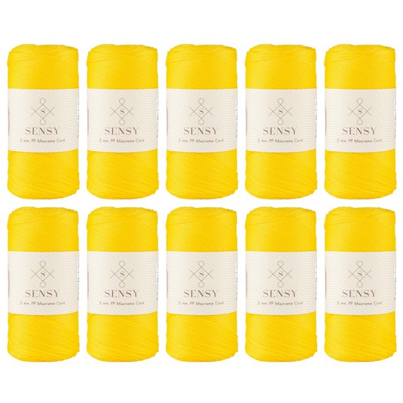 10 Skeins of Sensy Premium 2mm 251 Yards Polyester Rope 100% Polypropylene Cord Macrame Cord 2mm Crochet Bag Cord Macrame Rope Crochet Thread Gift for Knitter (Yellow)