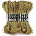 thumbnail image 1 of 10 Skeins Yellow Gold Polyester Stitch Thread Metallic Glitter Embroidery Floss Golden Silver Shimmer Crewel Polyester Floss Bulk for Sewing Making Home Decoration Friendship Bracelet, 1 of 9