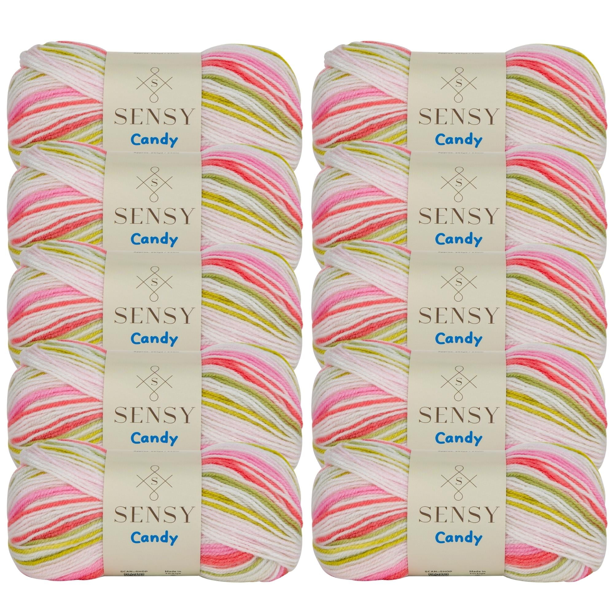 10 Skeins of Sensy Candy Yarn, 3.5 oz, 251 Yards, Multicolor Yarn for Crocheting and Knitting, Craft Yarn, Gauge 3 Light (5117)