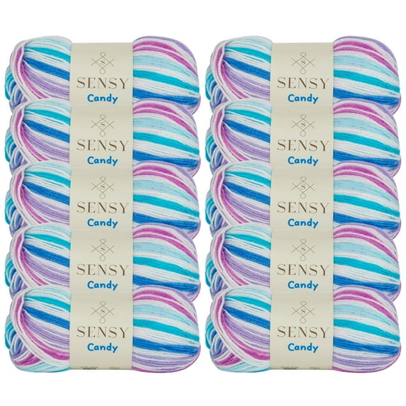 10 Skeins of Sensy Candy Yarn, 3.5 oz, 251 Yards, Multicolor Yarn for Crocheting and Knitting, Craft Yarn, Gauge 3 Light (5433)