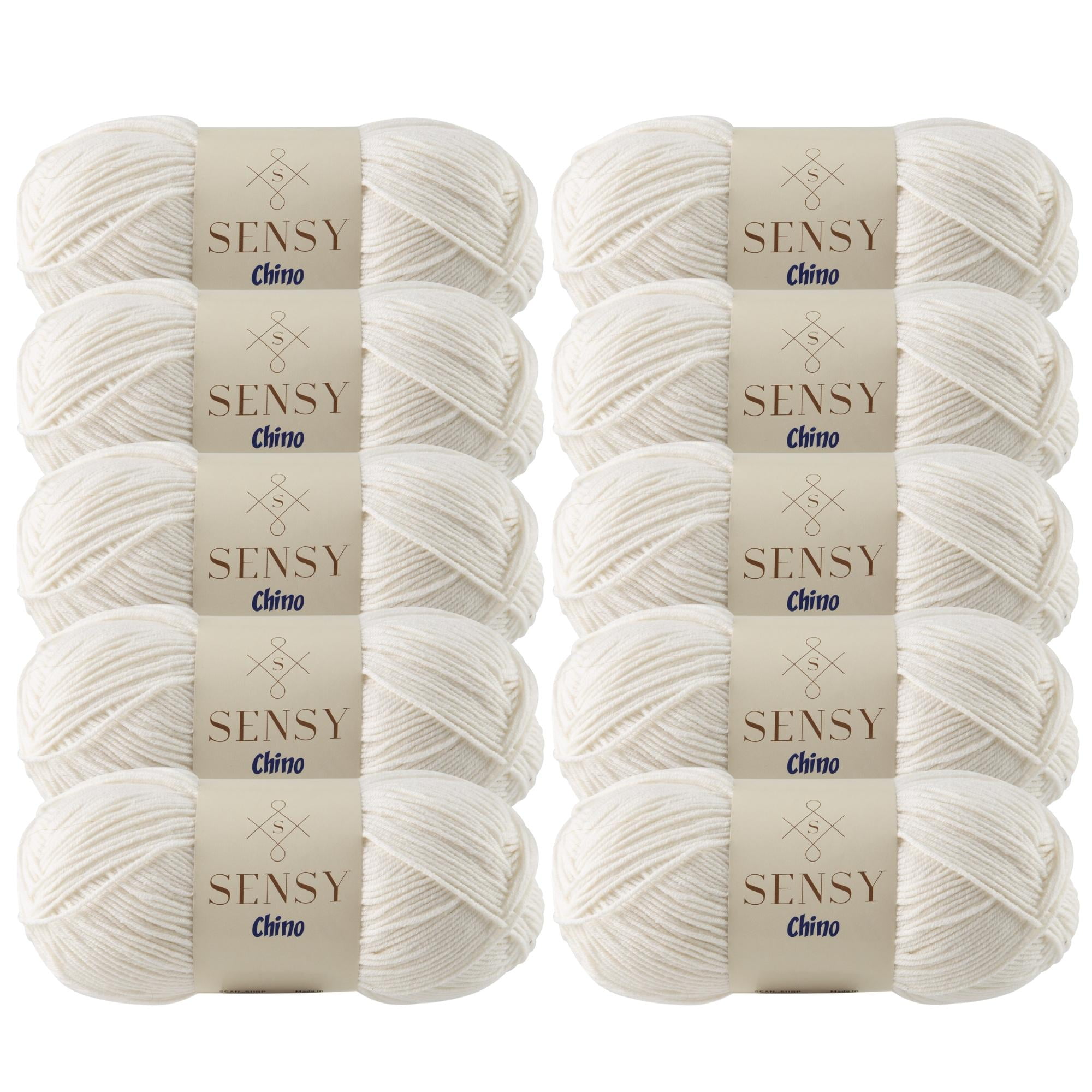 10 Skeins of Sensy Chino Soft Cotton Yarn, Soft Baby Cotton Yarn, Amigurumi Yarn, 3.5 oz, 360 Yards, Gauge 2 Fine (Creamy)