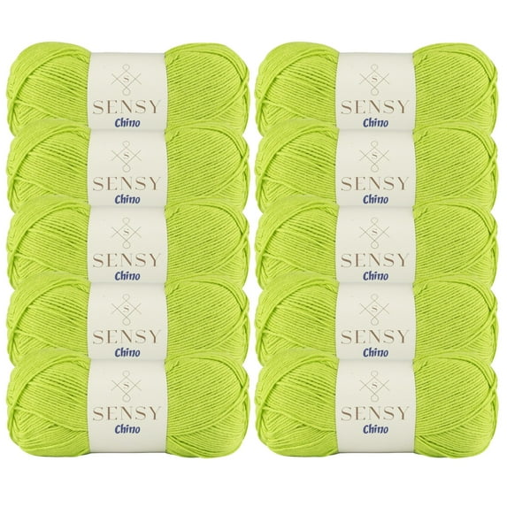 10 Skeins of Sensy Chino Soft Cotton Yarn, Soft Baby Cotton Yarn, Amigurumi Yarn, 3.5 oz, 360 Yards, Gauge 2 Fine (Pistachio Green)