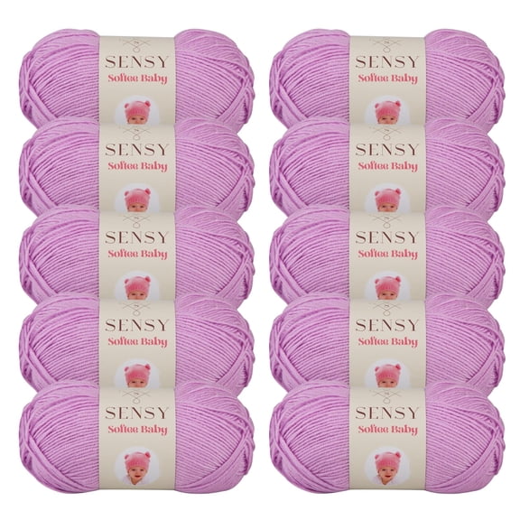 10 Skeins of Sensy Softee Baby Yarn, 3.5 oz, 275 Yards, Gauge 3 Light (Lilac)