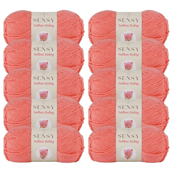 10 Skeins of Sensy Softee Baby Yarn, 3.5 oz, 275 Yards, Gauge 3 Light (Salmon)