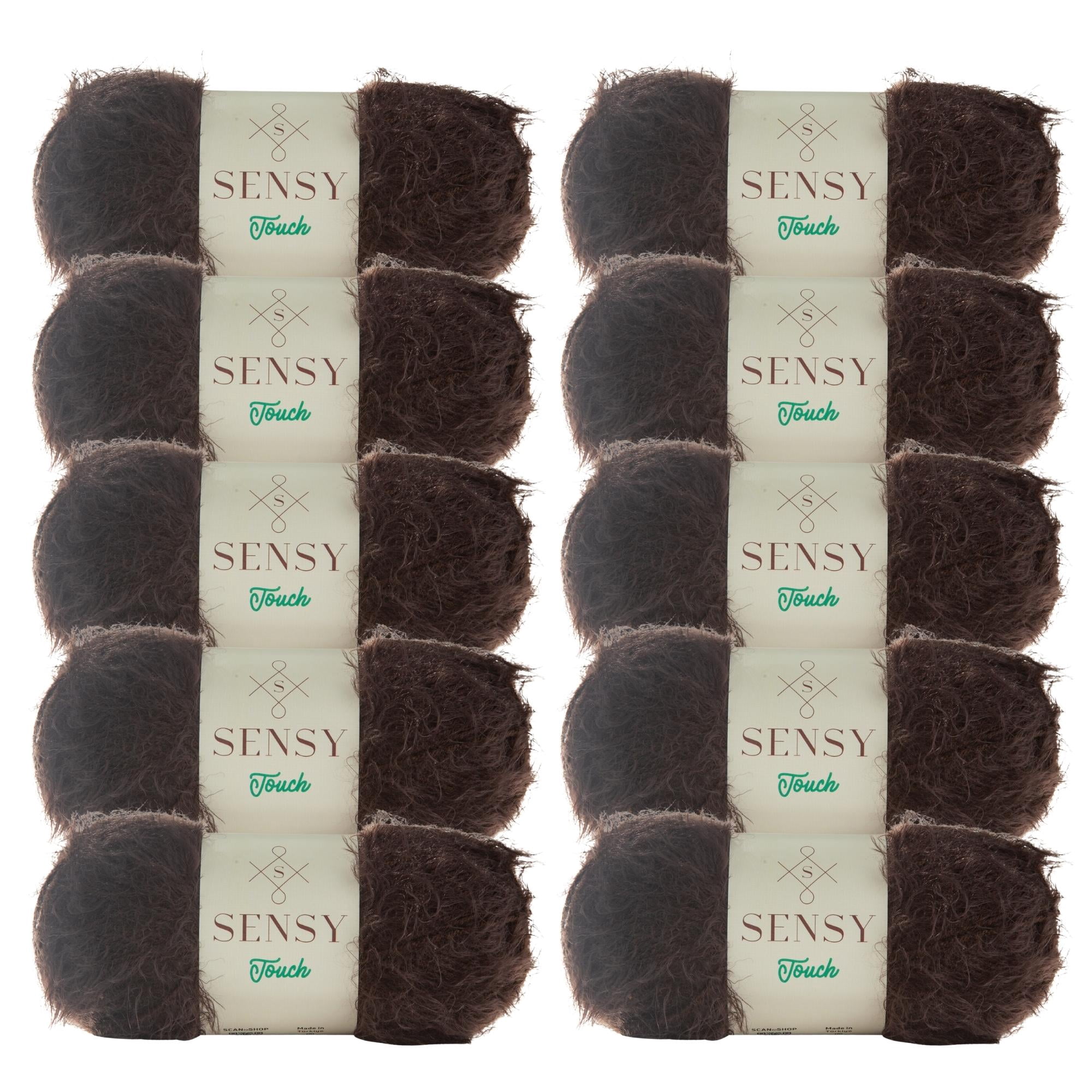 10 Skeins of Sensy Touch Yarn, 3.5 oz, 268 Yards, Gauge 3 Light (Brown)