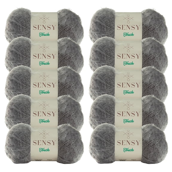 10 Skeins of Sensy Touch Yarn, 3.5 oz, 268 Yards, Gauge 3 Light (Charcoal Gray)