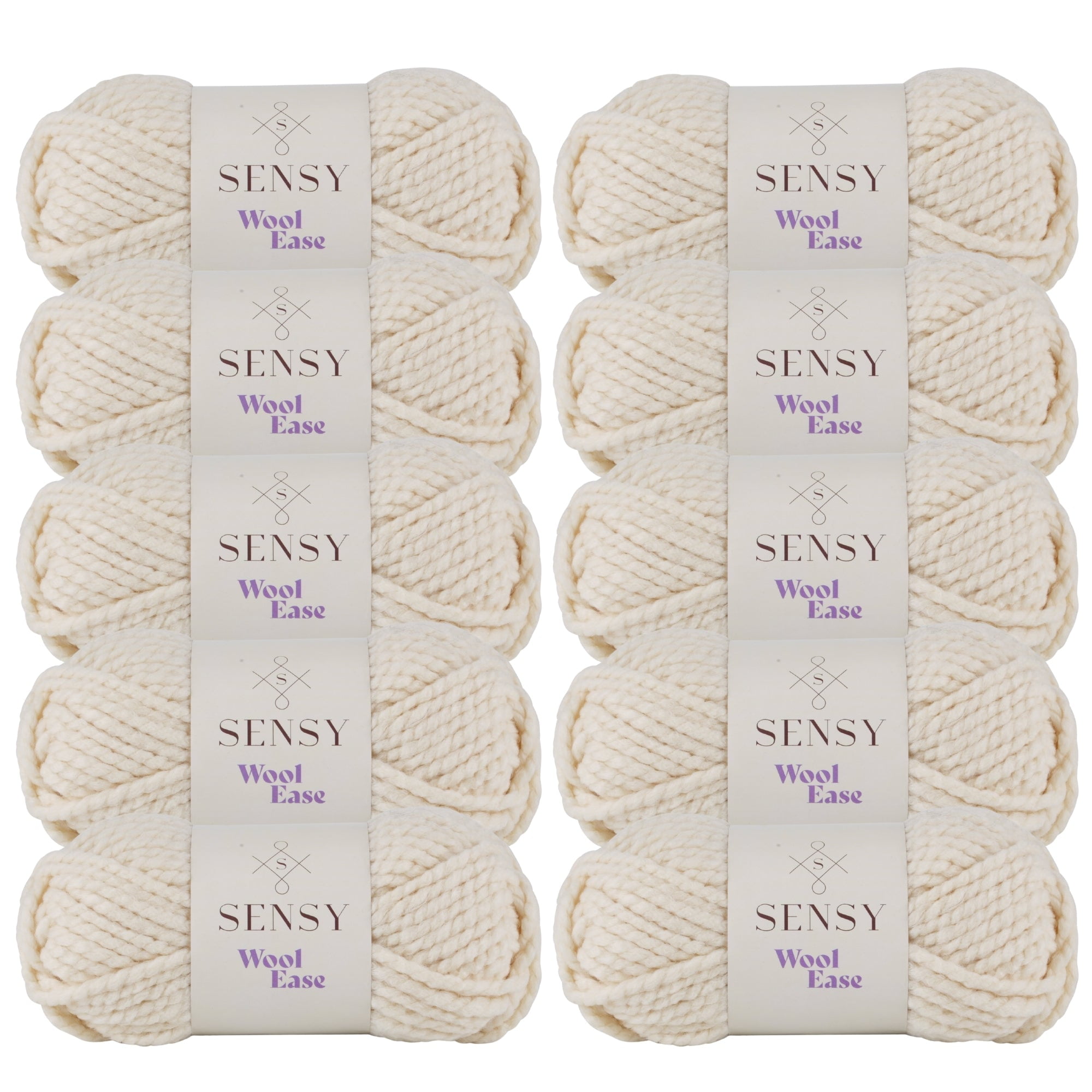 10 Skeins of Sensy Wool Ease Yarn, 3.5 oz, 66 Yards, Gauge 6 Super Bulky (Creamy)