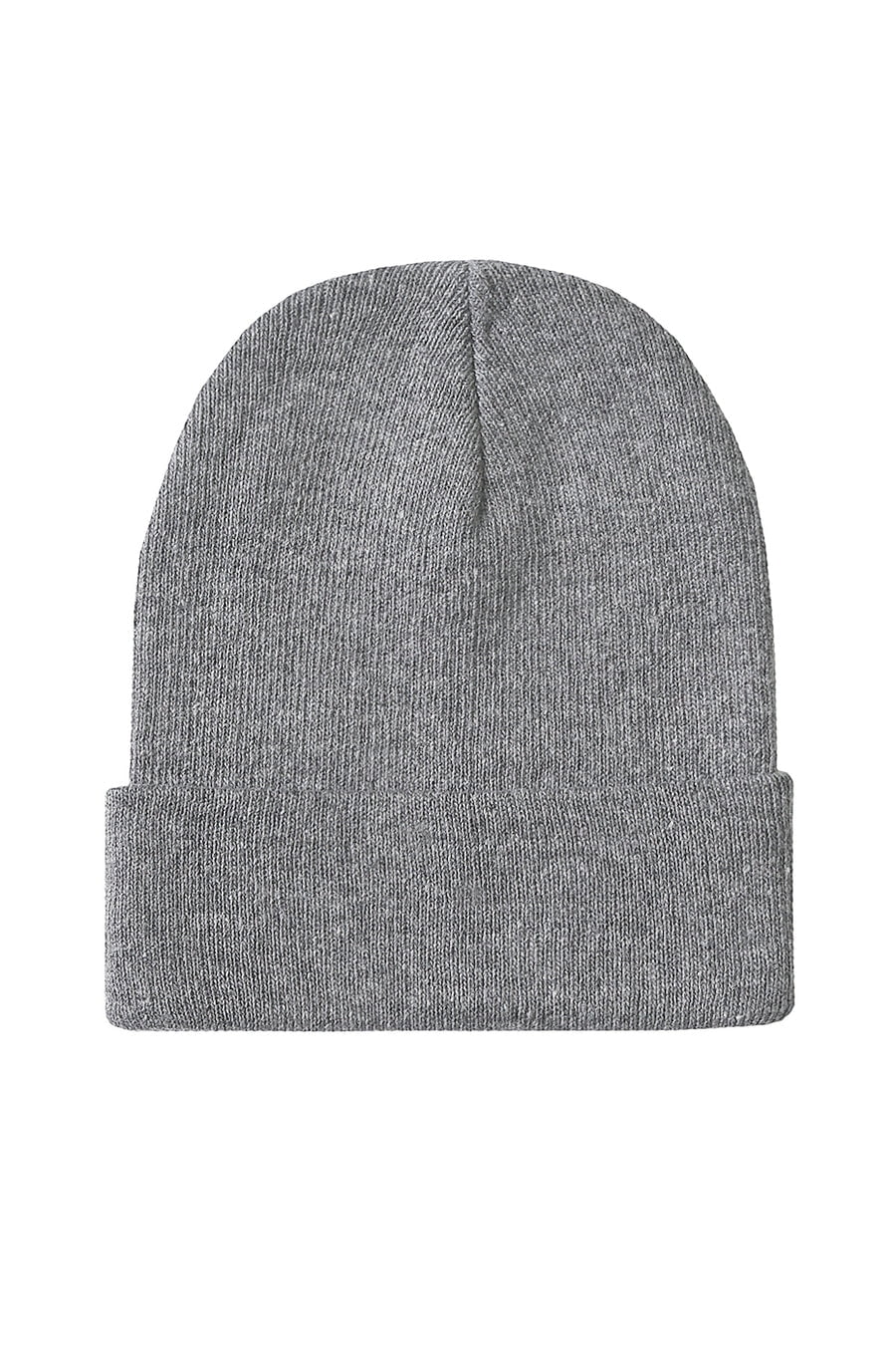 10" Skull Cap Winter Beanie Knit Hats for Men & Women - 1 Heather Gray