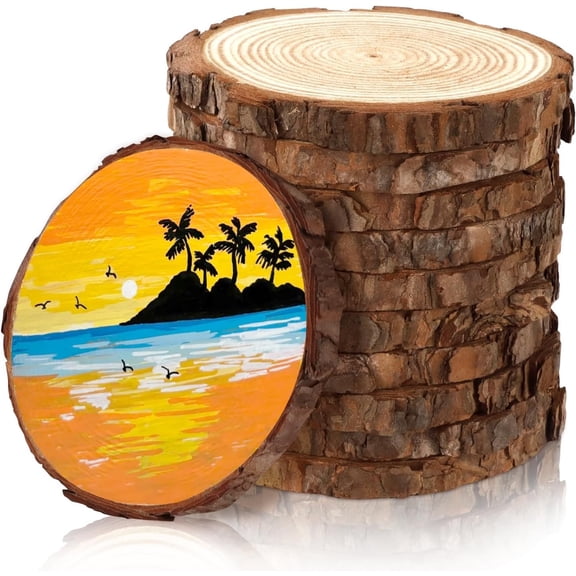 10 Slices 4-4.7in, Unfinished Bark Discs for Centerpieces