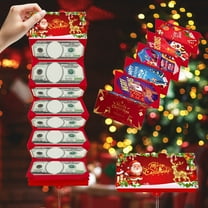 10-Slot Christmas Red Envelope Money Box - Festive Surprise Party Red Envelope, Suitable for Holiday Gift Storage, Cute Christmas Decoration & Money Storage Item, 3.2*6.8in, Red