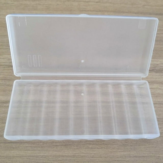 10Slot Clear Plastic Battery Storage Box with Holder for AAA and AA
