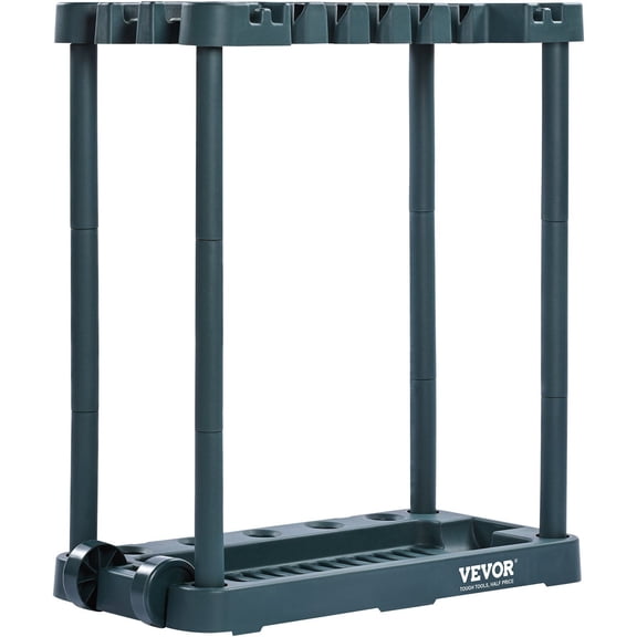 10 Slot Garden Tool Organizer Tower Rack for Garage Shed Outdoor Storage Holds Long Handled Rake Broom Shovel PP Stand Holder