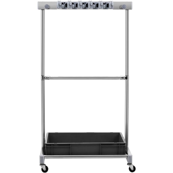 Garden Tool Organizer 10 Slots with Hooks Metal Tool Stand Holder with Wheels for Garage Shed Outdoor Storage Holds Long Handled Tool Rake Broom