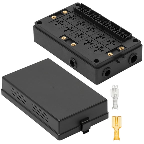 10 Slot Style Relays Panel with Removable Fuses Holders 12V Fuses Block set for Easy Installation In Cars & Trucks