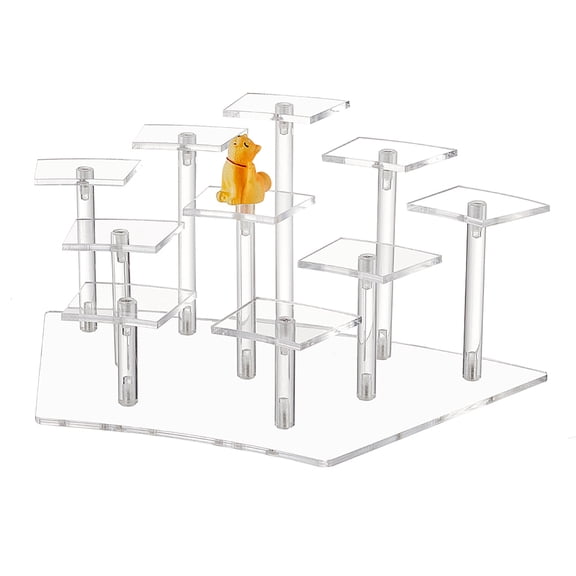 10-Slot Transparent Acrylic Minifigures Display Risers Arc-Shaped Organizer Holder for Models Building Blocks Display Holder Clear