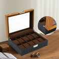 thumbnail image 1 of 10 Slot Unisex Watch Box Wooden Display Case Organizer Glass Jewelry Storage Box, 1 of 12