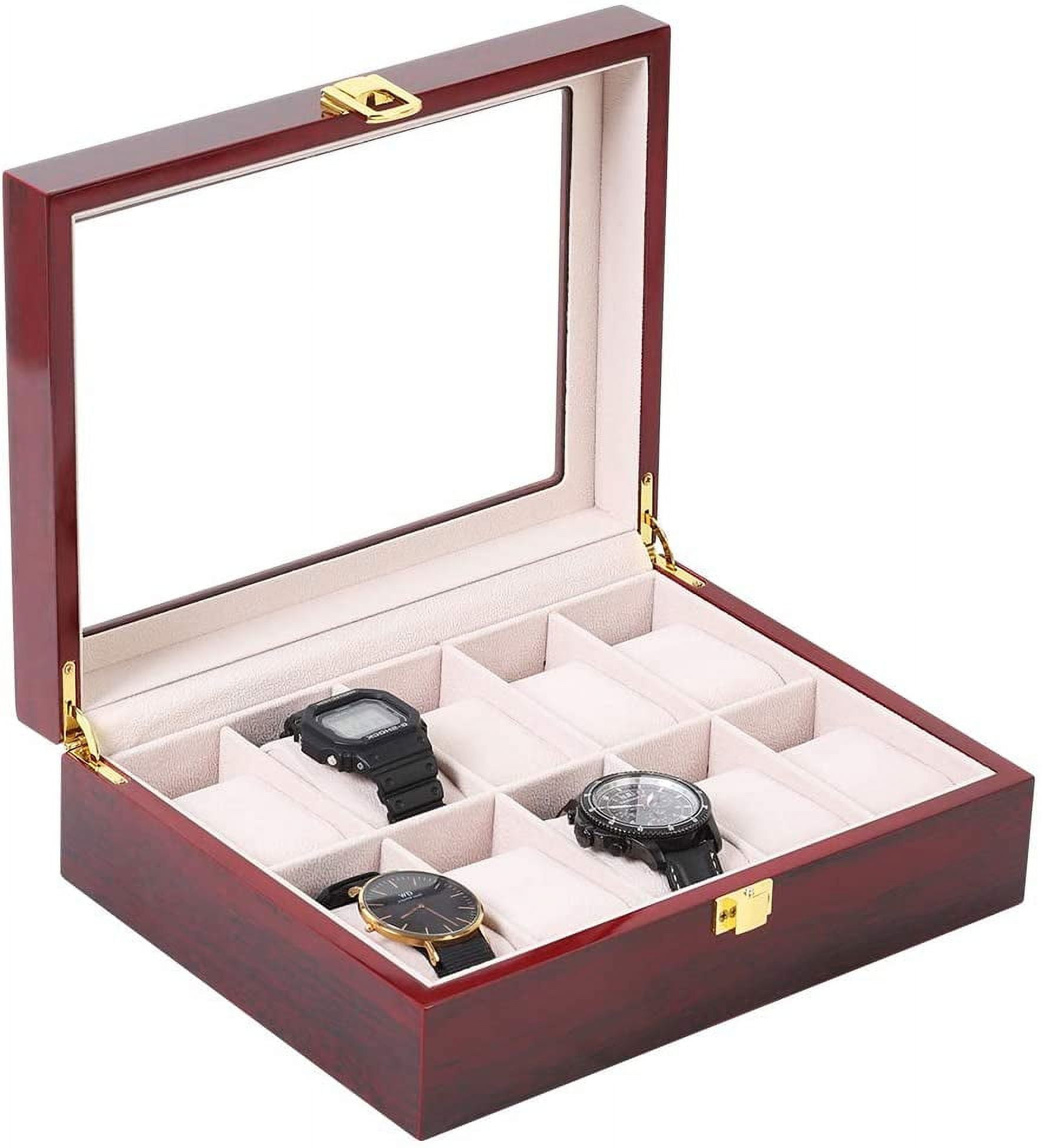 Acacia Wood Watch Box Organizer with 10 Slots for Watches – World of shanik