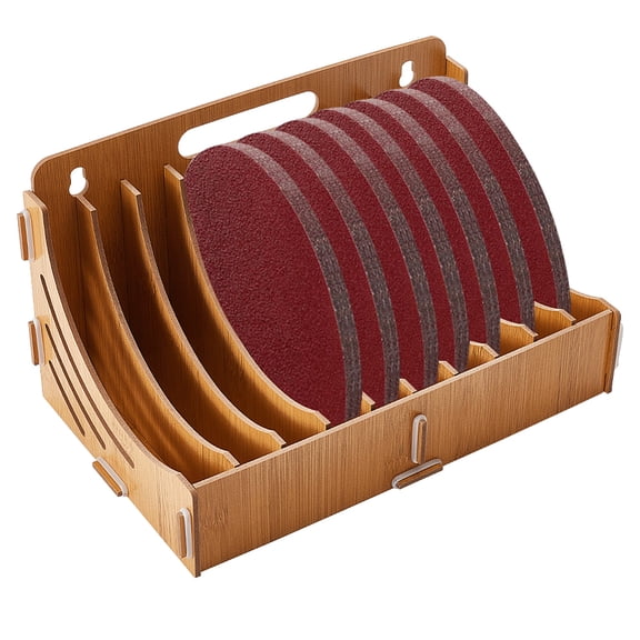 10-Slot Wooden Sandpaper Organizer Holder Sanding Discs Storage Rack Woodworking Tool Box Organizers Sander Tool Box Accessories