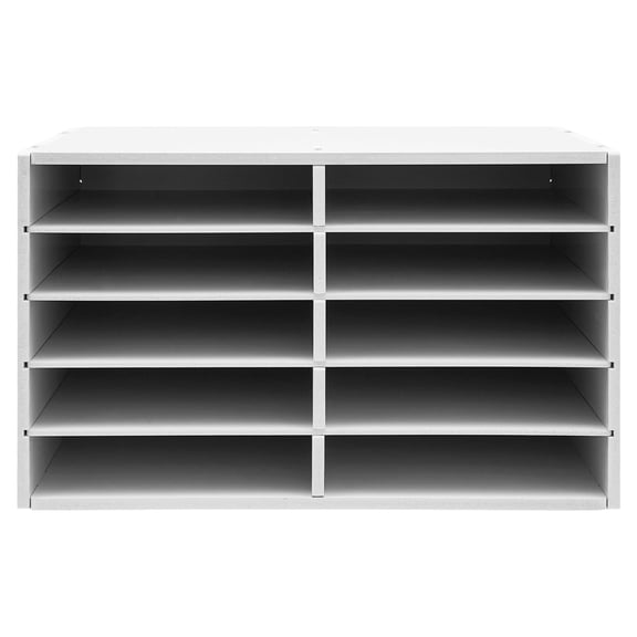10 Slots 2 Pack Cardboard Paper Organizer | Classroom Mailboxes | Construction Paper Storage | Literature Sorters | Office Mailbox with Adjustable Shelves (White)