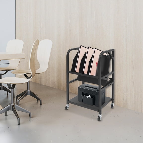 10 Slots 2-Tier Steel Laptop Storage Rack With Wheels, Black Laptop Charging Cart for Classrooms, Libraries