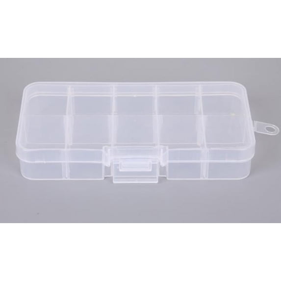 10 Slots Plastic Storage Box Adjustable Compartment Container For Beads Crafts Rectangle Case