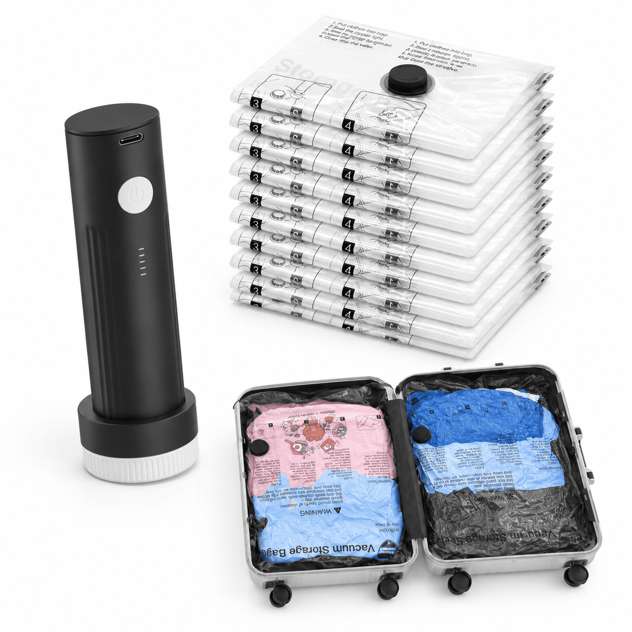 Small Gear Racks 10 Small Vacuum Seal Storage Bags with Electric Pump for Clothing ...