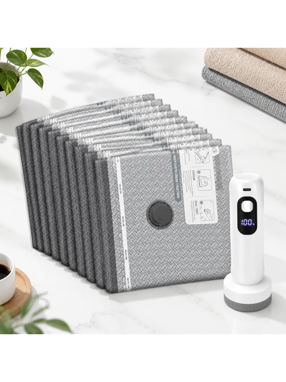10 Small Vacuum Storage Bags With Rechargeable Electric Air Pump