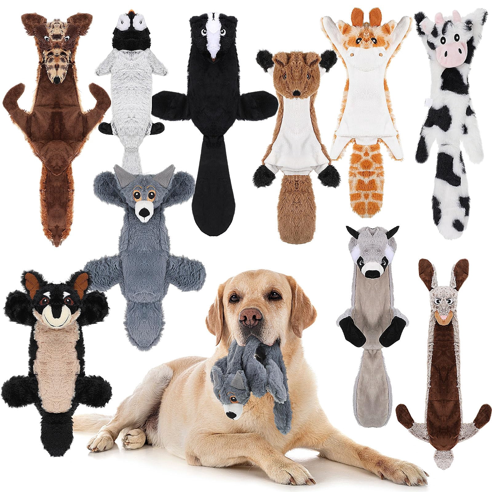 10 Soft Dog Squeaky Toys No Stuffing Crinkle For Aggressive Chewers Durable Plush Puppy Squeak Animals Small Medium Large Pets  10 Styles (classic Style)
