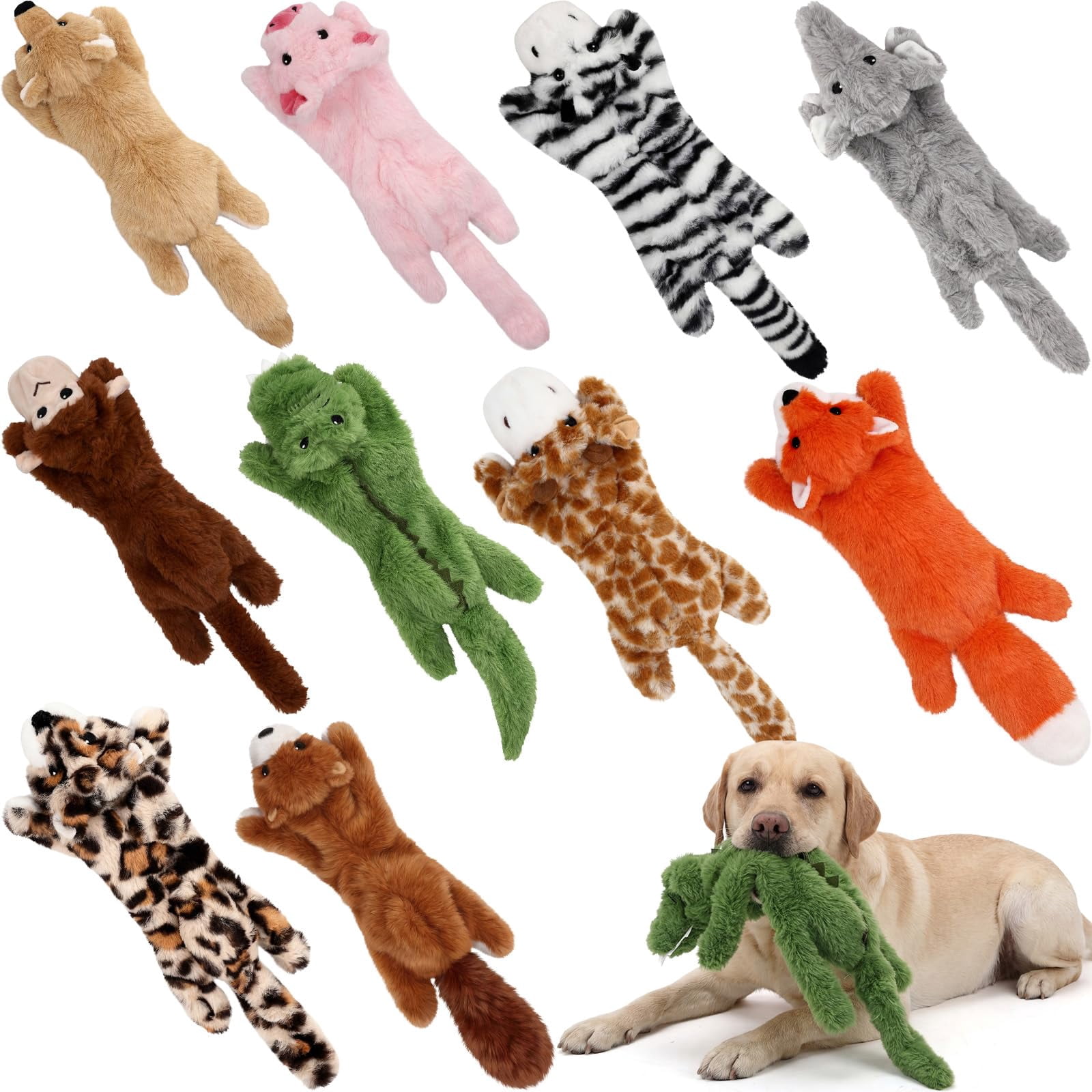 10 Soft Dog Squeaky Toys No Stuffing Crinkle For Aggressive Chewers Durable Plush Puppy Squeak Animals Small Medium Large Pets  10 Styles (cute Style)
