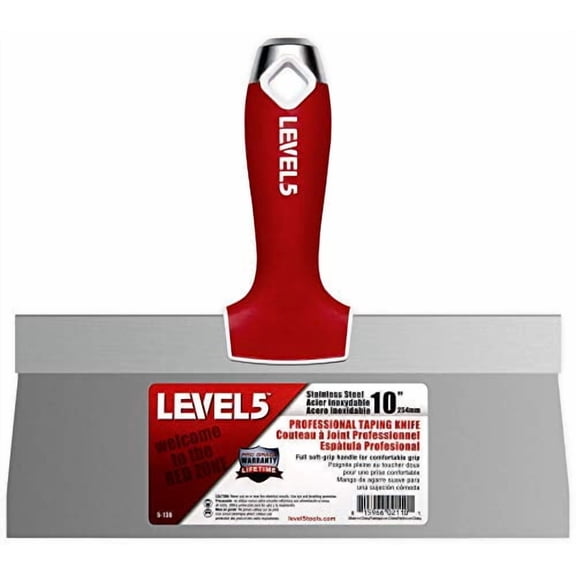 10" Soft-Grip Stainless Steel Taping Knife - LEVEL5 | Pro-Grade | Metal Hammer End| 5-136