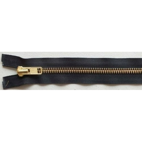 #10 Solid Brass Heavy Separating Metal Zipper by YKK Brand (Black, 26")