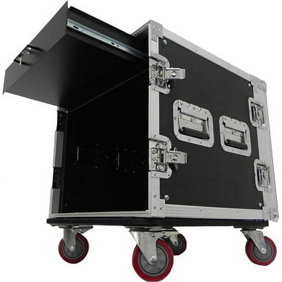 10 Space Rack Case with Casters and 2 Space Drawer