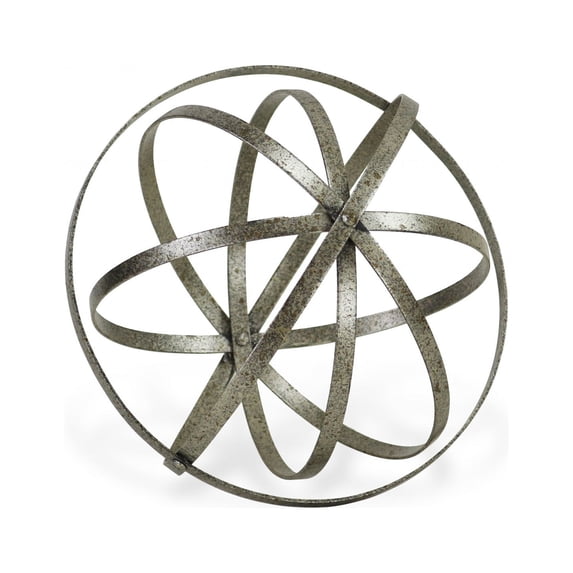 10" Speckled Gray Metal Orb Decorative Sculpture
