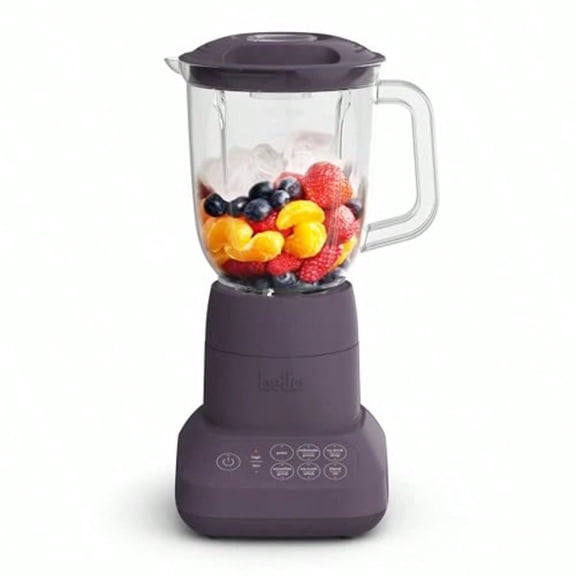10 Speed Countertop Blender Juicer and Smoothie Maker Fits-anywhere Kitchenware Slim Flip and Store Design Dishwasher Safe 48oz Capacity Pitcher and Lid Stainless Steel Blade 450 Watt Plum