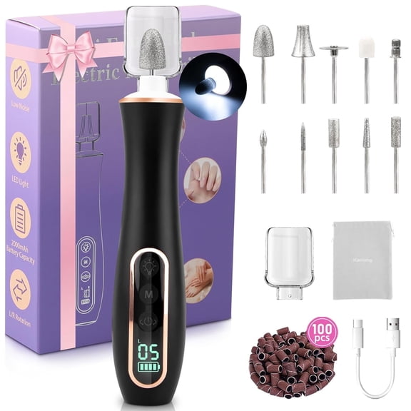 Banral Rechargeable 10-Speed Manicure Pedicure Kit with LED Light & LCD Display - Professional Nail Drill for Gel & Toe Nails, Electric Nail File Set for Home & Salon Use