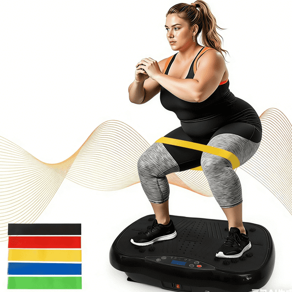 10-Speed Vibration Plate, Full Body Shaker Exercise Machine with 5 Resistance Bands, Lymphatic Drainage Vibrating Board, Compact Home Gym Equipment for Weight Loss, Fat Burning Workout for Adults