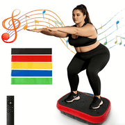 10-Speed Vibration Plate, Full Body Shaker Exercise Machine with 5 Resistance Bands, Lymphatic Drainage Vibrating Board, Compact Home Gym Equipment for Weight Loss, Fat Burning Workout for Adults