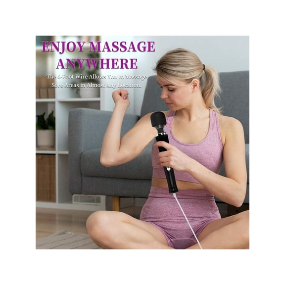 10 Speeds USB Wired Powerful Handheld Wand Massager with Strong Vibration, Personal Therapy Massager