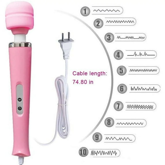 10 Speeds Wired Handheld Massager with Strong Vibrations, Powerful Body Massage Tool, Personal Therapy Massager for Sports Recovery, Muscle Aches, Body Pain (Pink)