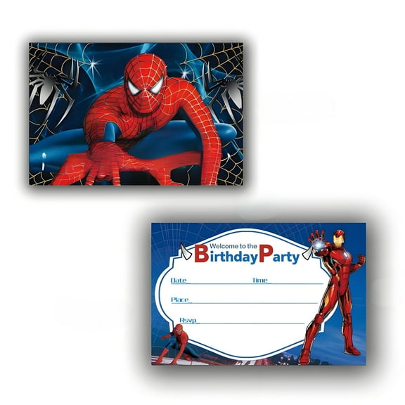 10 Spider Themed Happy Birthday Invitation Cards Postcard Style Invites for the Perfect Party Pack