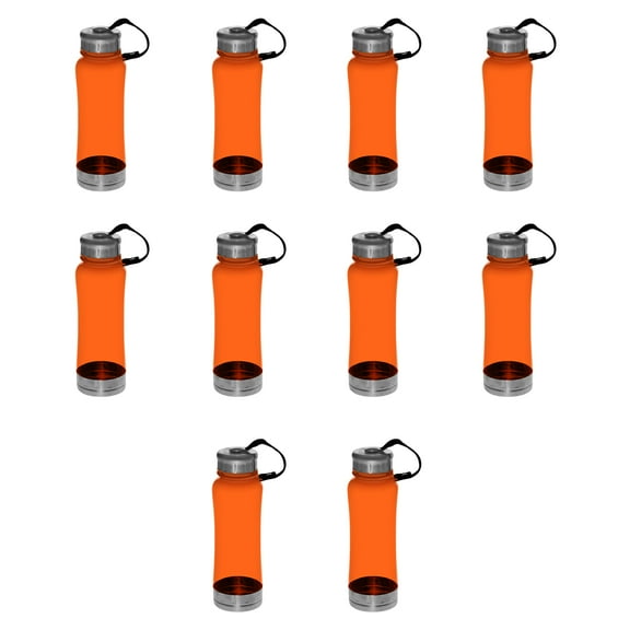10 Sports Bottles with Twist Lid Set, 23 oz. - Metallic Base, BPA Free - Orange