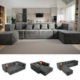 Walmart Black Friday Deals 2025 - Behost 130" Oversized Modular Sectional Sofa for Living Room Furniture, Chenille Cloud Couch with Ottomans, Dark Gray - Walmart.com