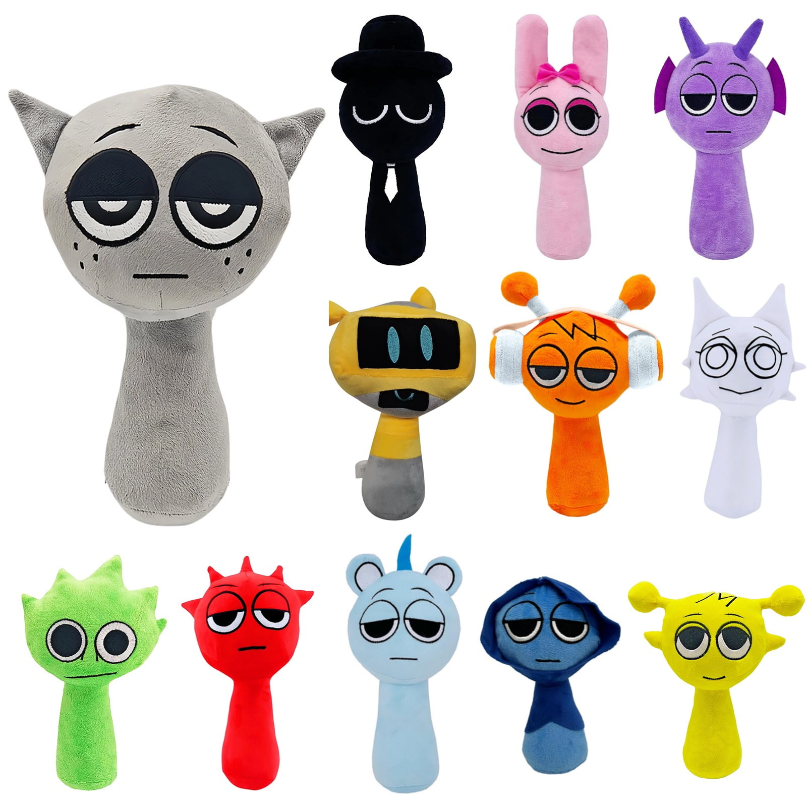 10" Sprunki Plush, Sprunki Game Plush, Wenda Sprunki, Sprunki Gray